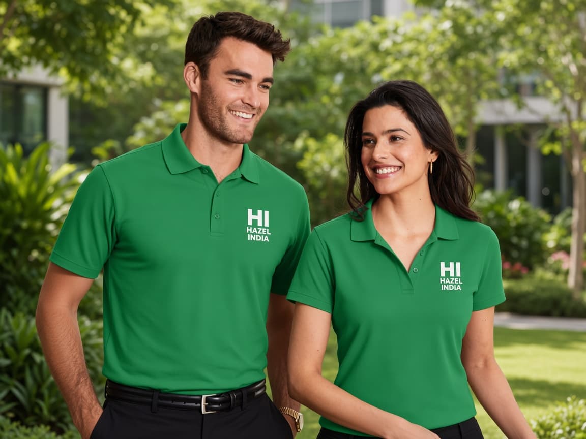 Hazel India landscaping team in green uniforms with black trousers